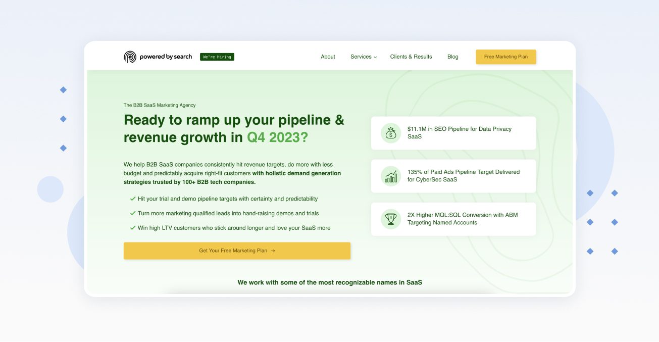 b2b saas marketing agency powered by search
