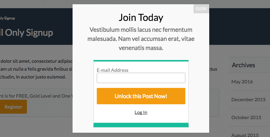 email signup popup maker