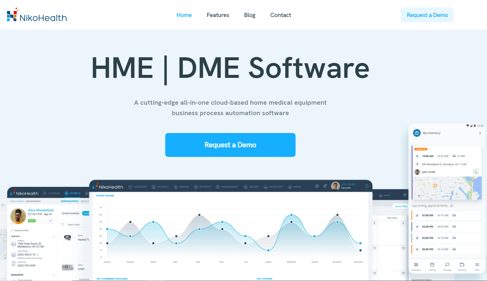 A website screenshot with a blue button